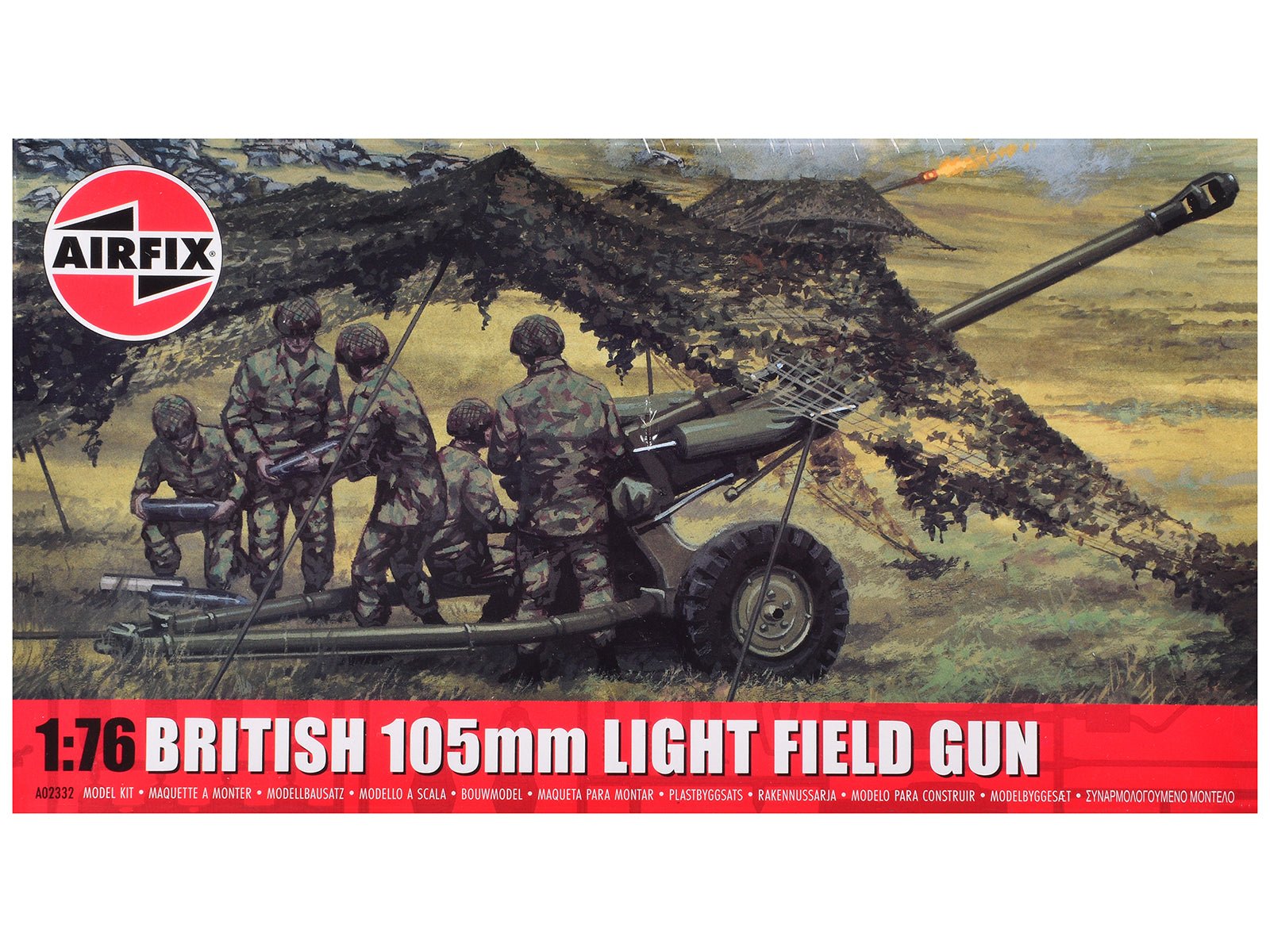 Level 1 Model Kit British 105mm Light Field Gun with 3 Scheme Options 1/76 Scale Plastic Model Kit by Airfix  free shipping USA