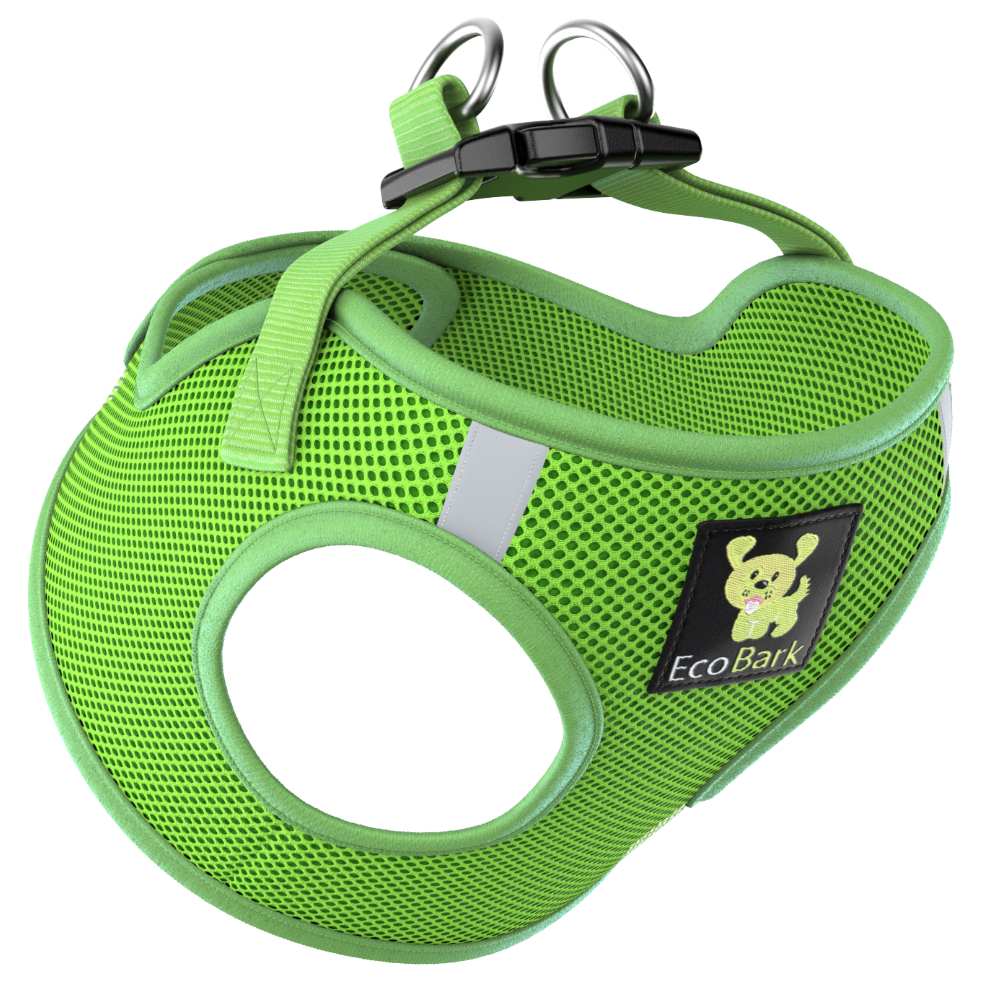 EcoBark Lime Green Step In Dog Harness - Reflective Soft Mesh Harness for Teacup, Small Dogs and Puppies - BIG FRENCHIES