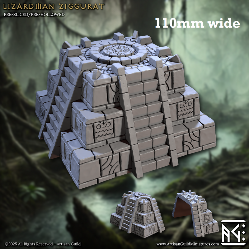 Lizardman Ziggurat (Terrain)-3D Printed Miniatures-BIG FRENCHIES-All Systems Go Games
