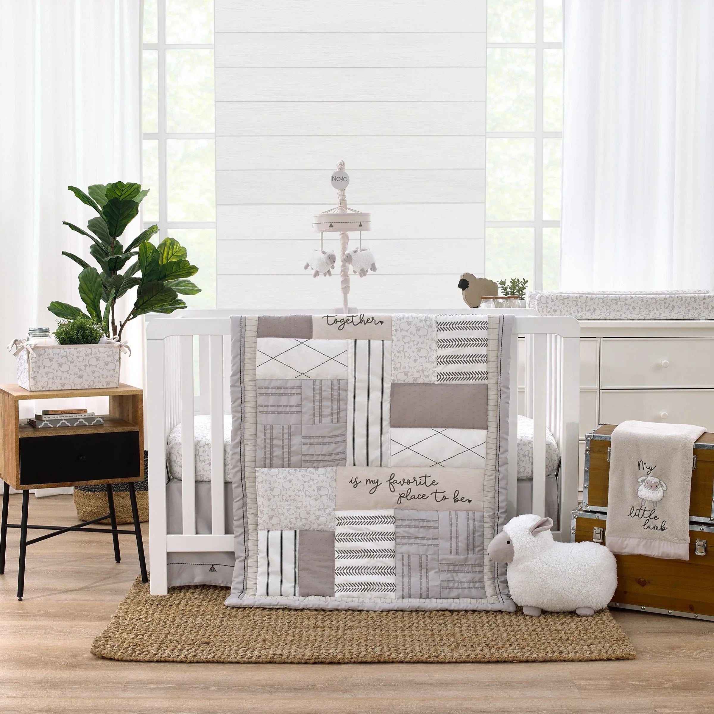Together is Better White and Taupe Lamb Super Soft Changing Pad Cover - BIG FRENCHIES