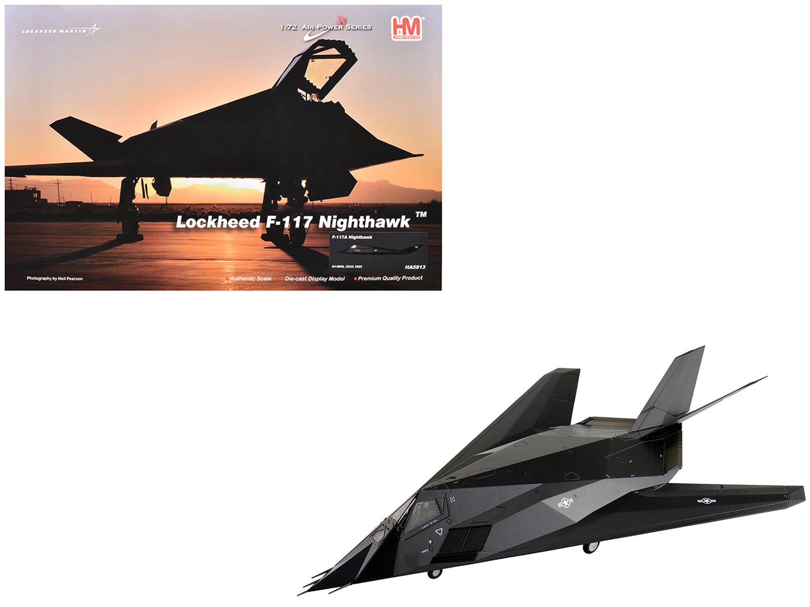 Lockheed F-117A Nighthawk Stealth Aircraft "84-0809" (2022) United States Air Force "Air Power Series" 1/72 Diecast Model by Hobby Master  free shipping USA