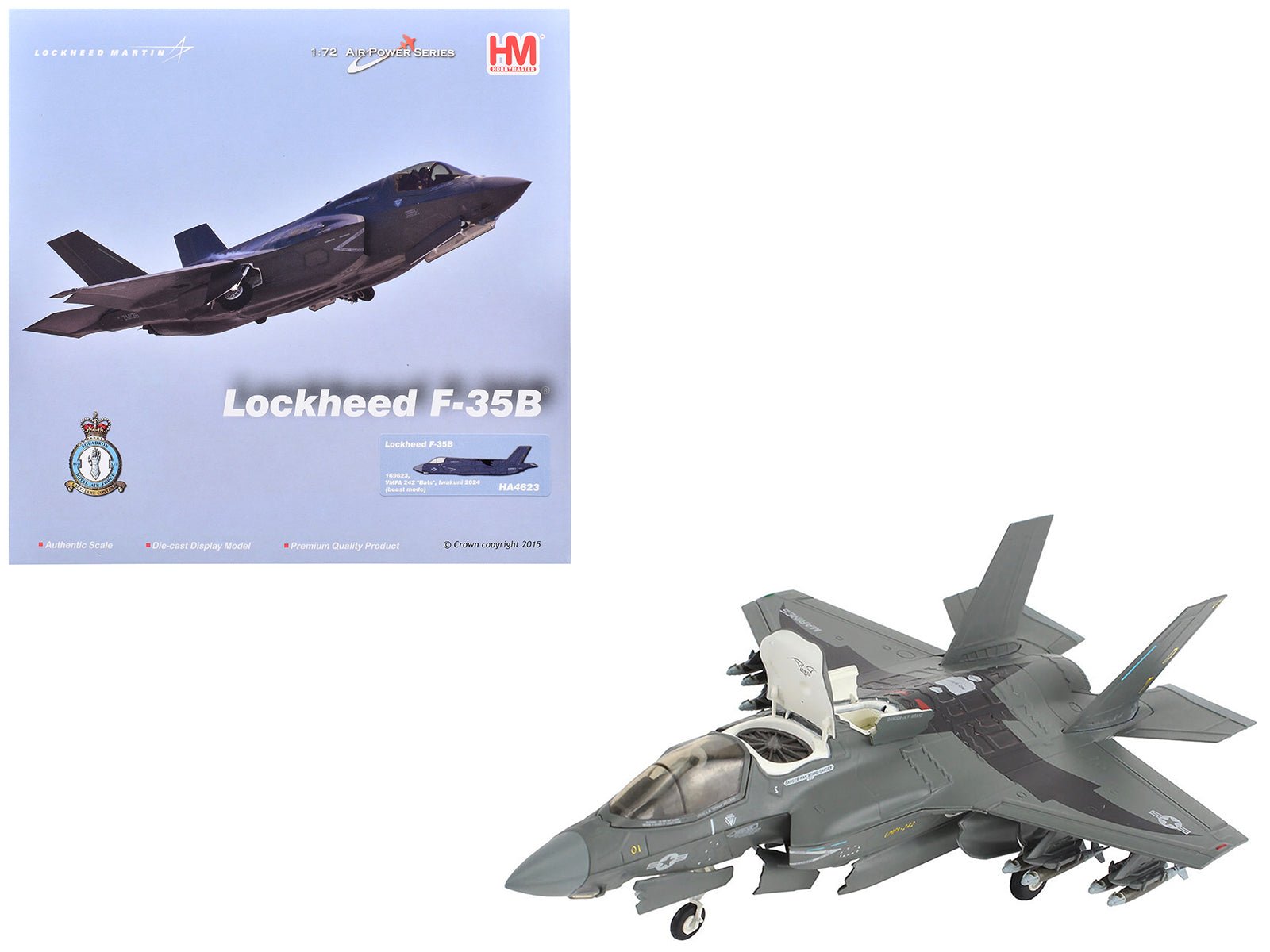 Lockheed F-35B Lightning II Aircraft (Beast Mode) "169623 VMFA-242 Bats Iwakuni Japan" (2024) United States Marine Corps "Air Power Series" 1/72 Diecast Model by Hobby Master  free shipping USA