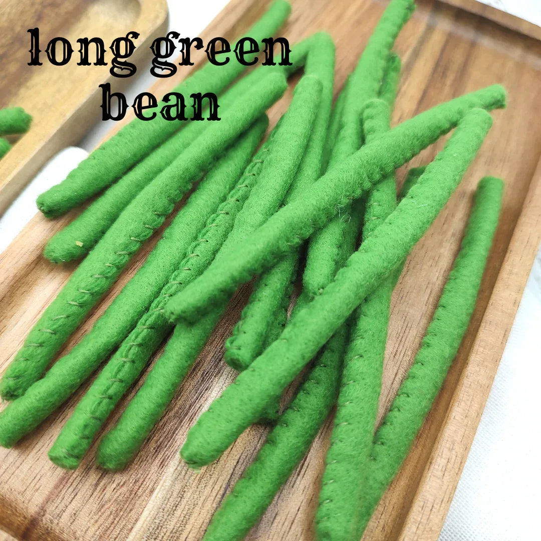 Green bean felt play food vegetable - BIG FRENCHIES