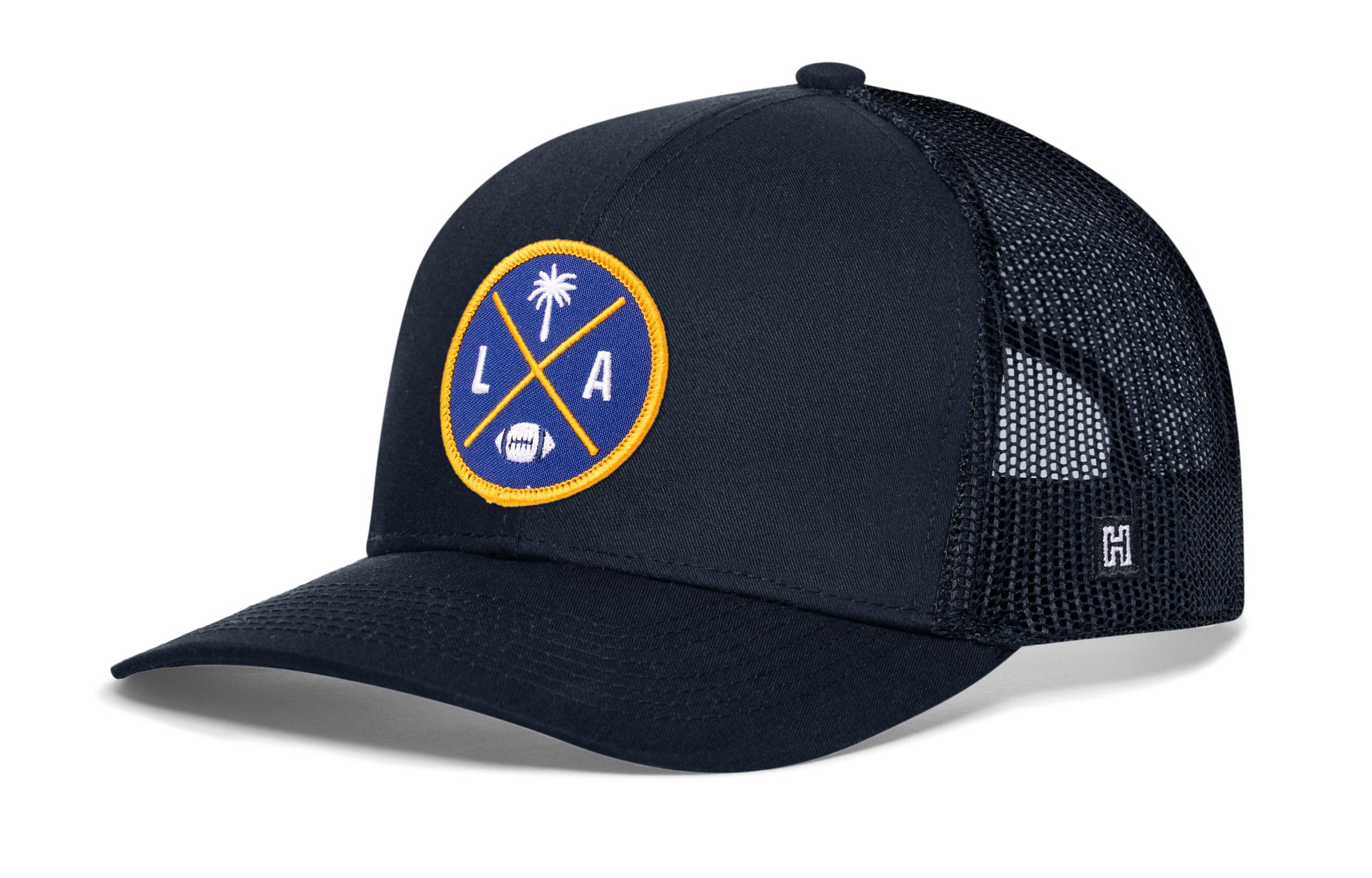 Los Angeles Trucker Hat  |  Black LA X Football Snapback