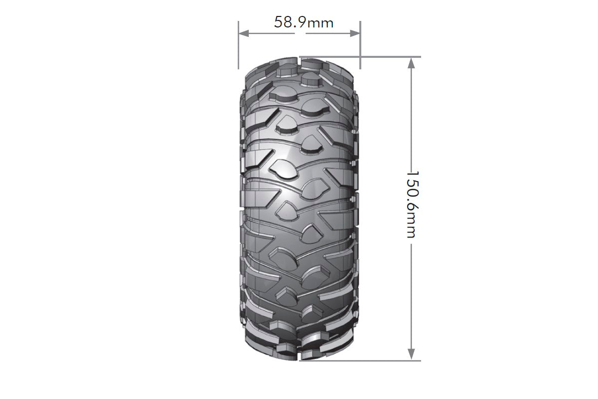 Louise R/C CR-Rowdy 1/10 2.2" Crawler Tires, 12mm Hex, Super Soft, Mounted on Black Rim, Front/Rear (2) LT3238VB
