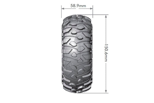 Louise R/C CR-Rowdy 1/10 2.2" Crawler Tires, 12mm Hex, Super Soft, Mounted on Black Rim, Front/Rear (2) LT3238VB