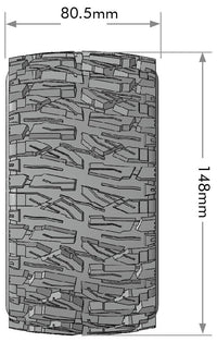 Louise R/C MT-Mallet Speed 1/8 Monster Truck Belted Tires Mounted Low Profile 17mm Hex 0" & 1/2" Offset (2) LT3355SB