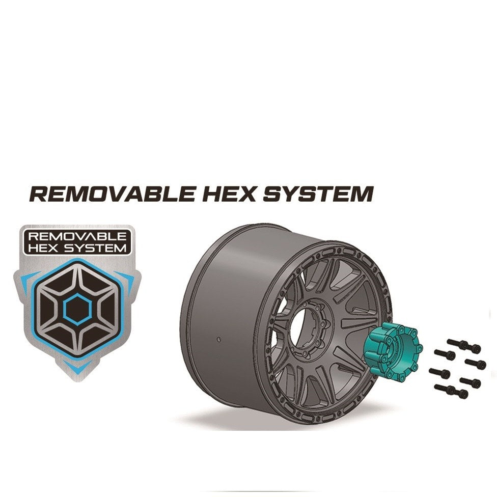 Louise R/C MT-Mallet Speed 1/8 Monster Truck Belted Tires Mounted Low Profile 17mm Hex 0" & 1/2" Offset (2) LT3355SB