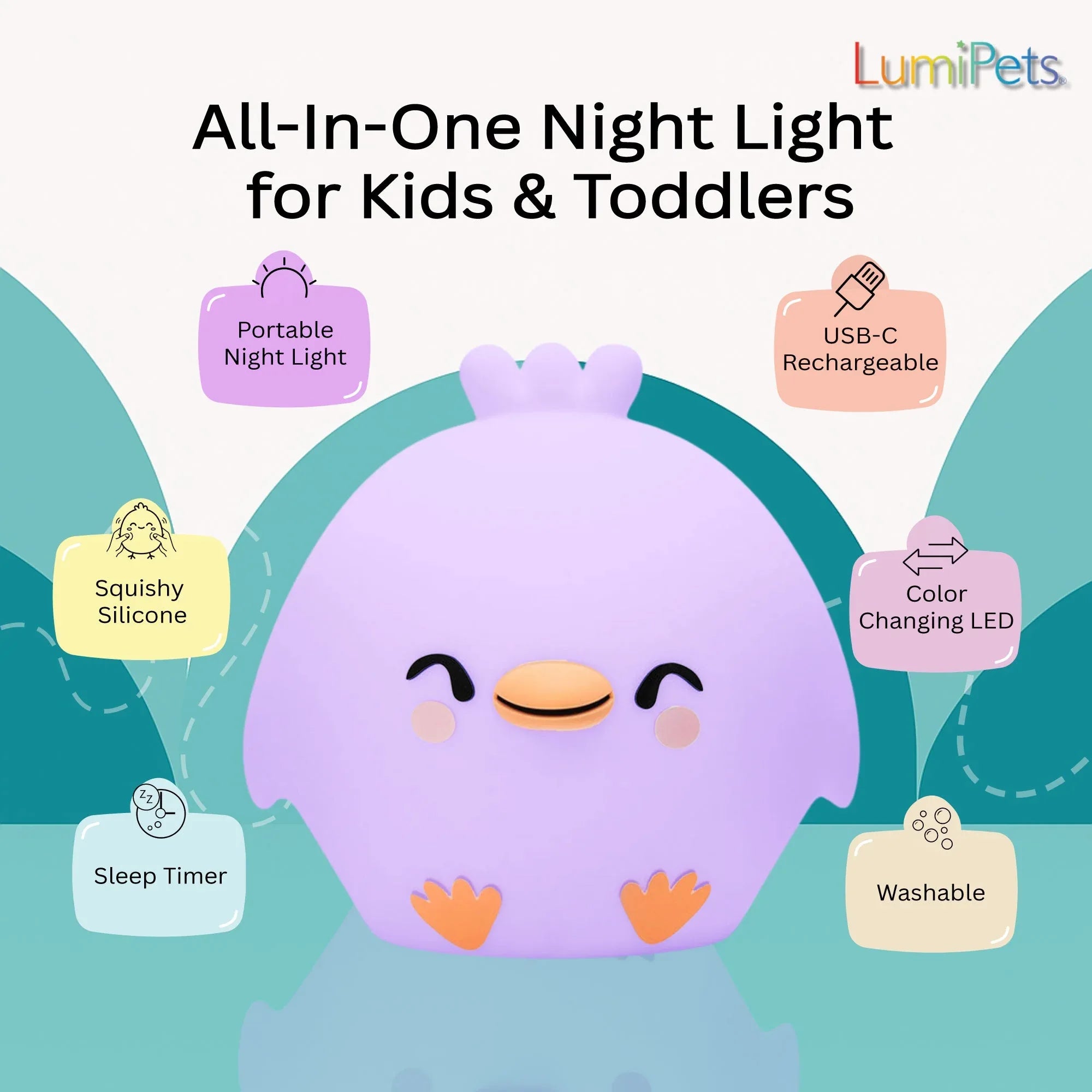 LumiPets® Clara the Chicken- Children's Touch Night Light - BIG FRENCHIES