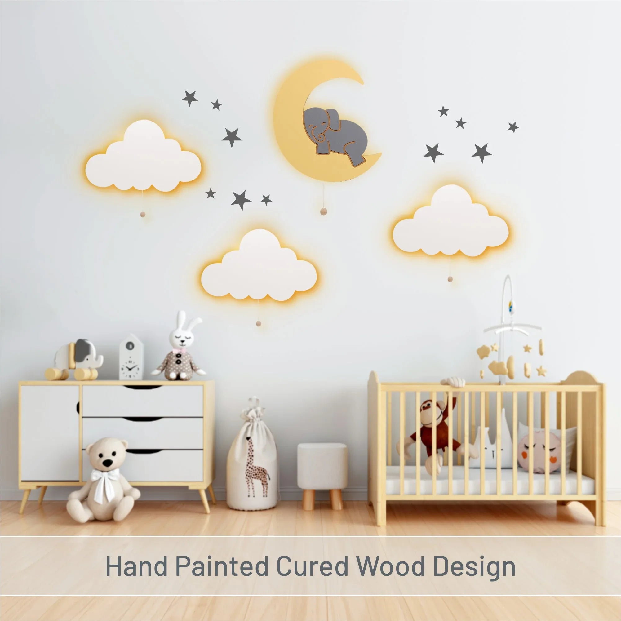 LumiDreams Wall Light - Kid's Decor Nightlight Elephant on Moon - BIG FRENCHIES