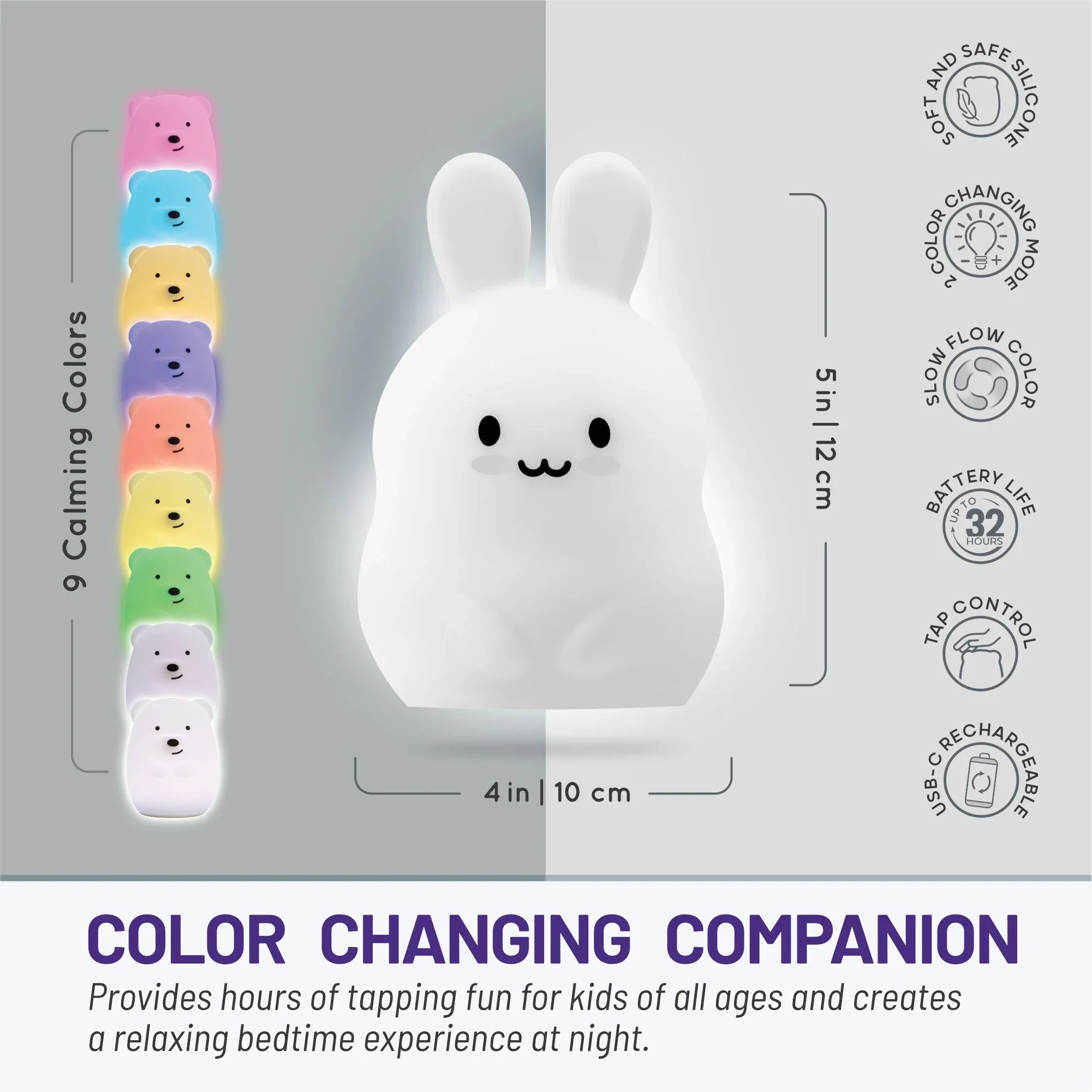 LumiPets® Basil the Bunny- Children's Touch Night Light Junior - BIG FRENCHIES