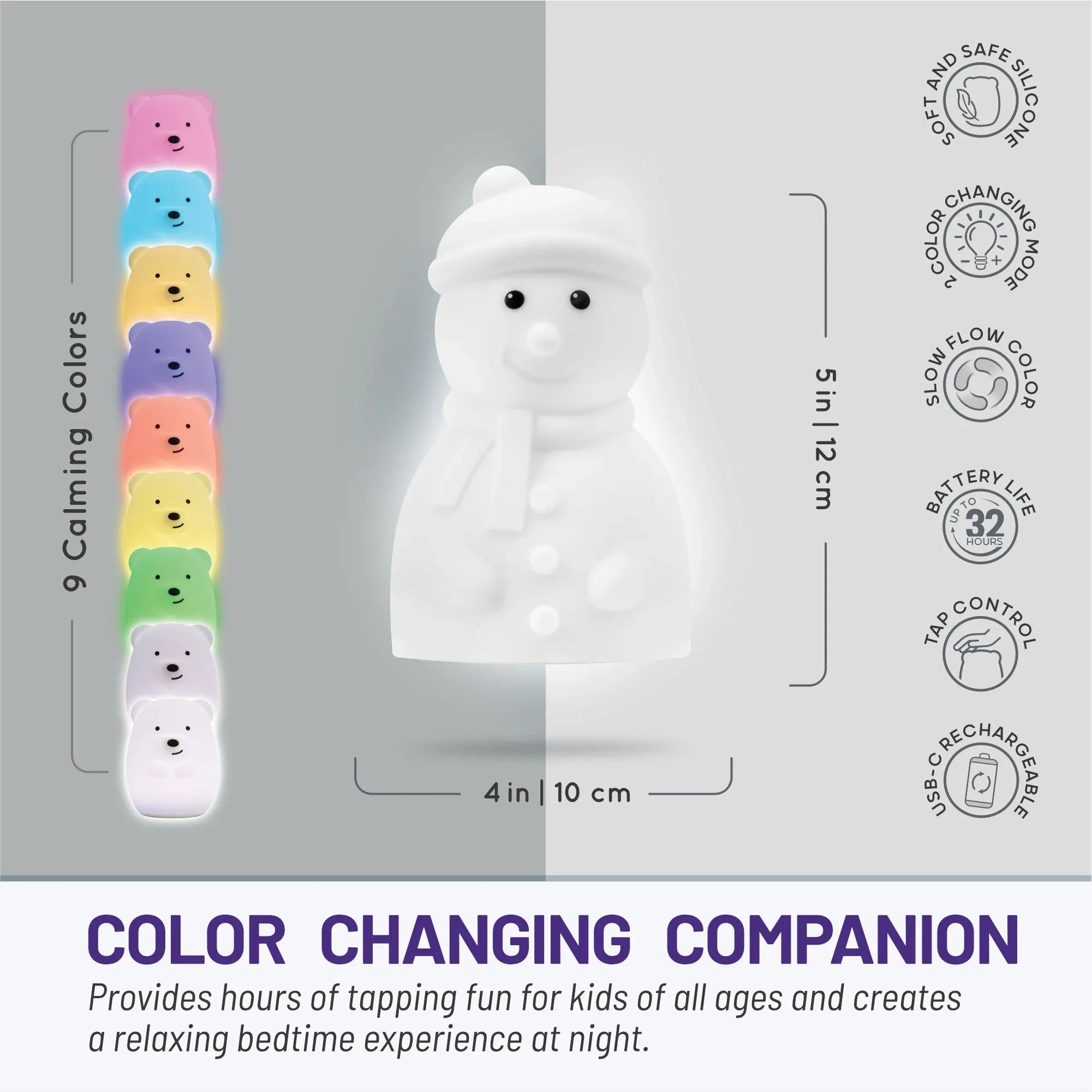 LumiPets® Stanley the Snowman- Children's Touch Night Light Junior - BIG FRENCHIES