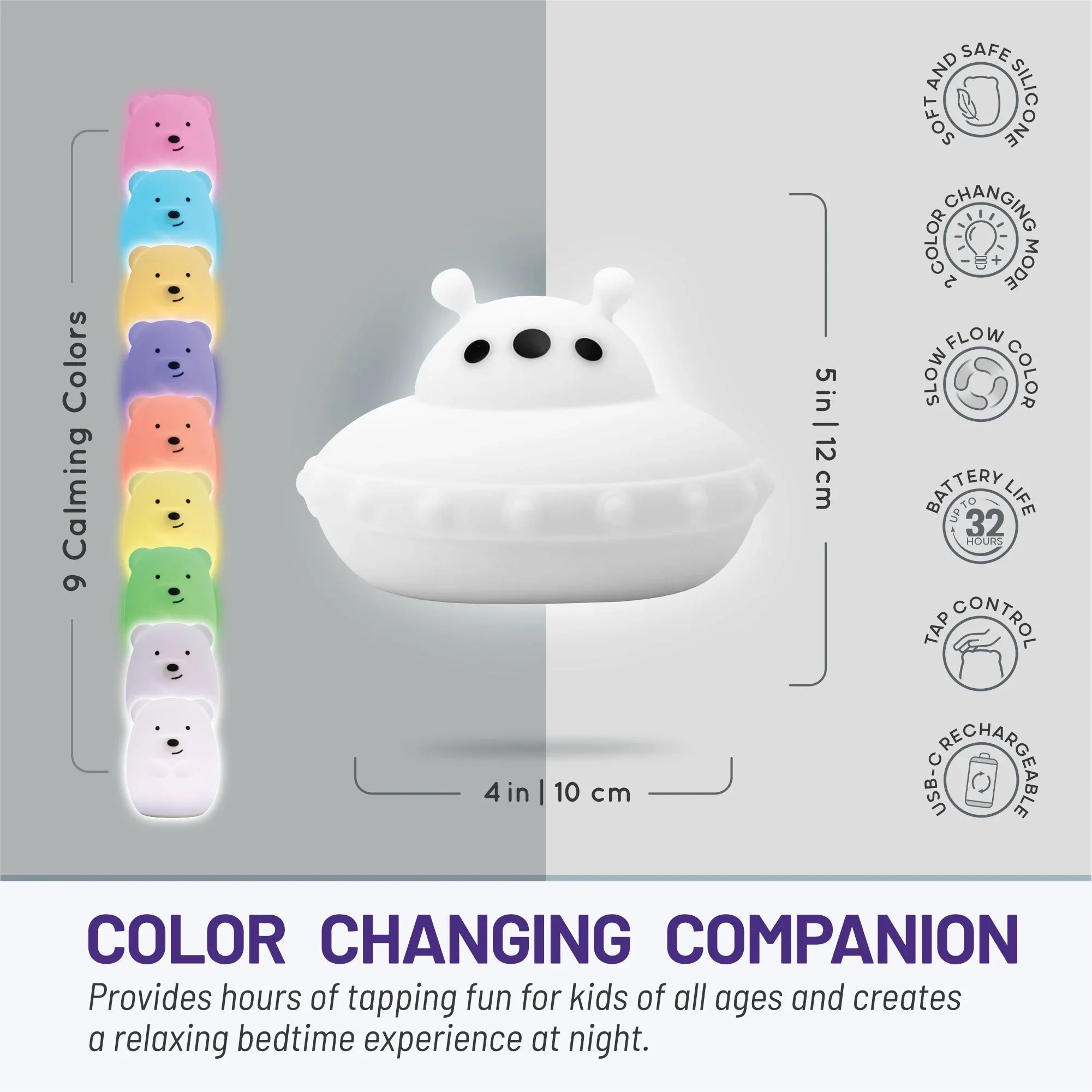 LumiPets® Ugo the UFO- Children's Touch Night Light Junior - BIG FRENCHIES