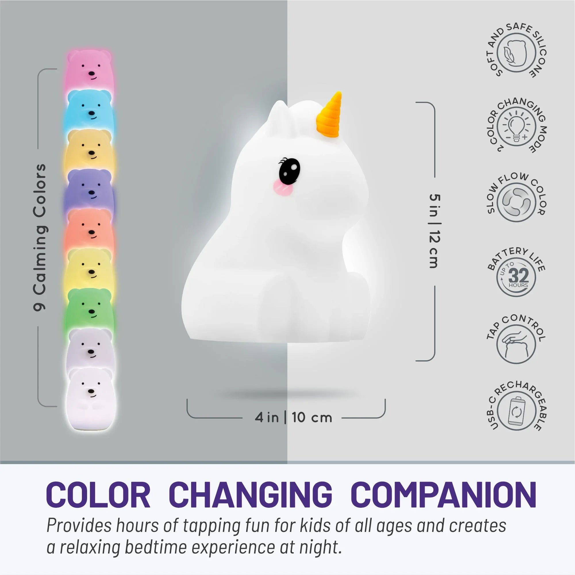 LumiPets® Junior Unicorn - Children's Nursery Touch Night Light - BIG FRENCHIES