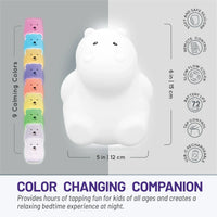 LumiPets® Honey the Hippo- Children's Touch Night Light - BIG FRENCHIES