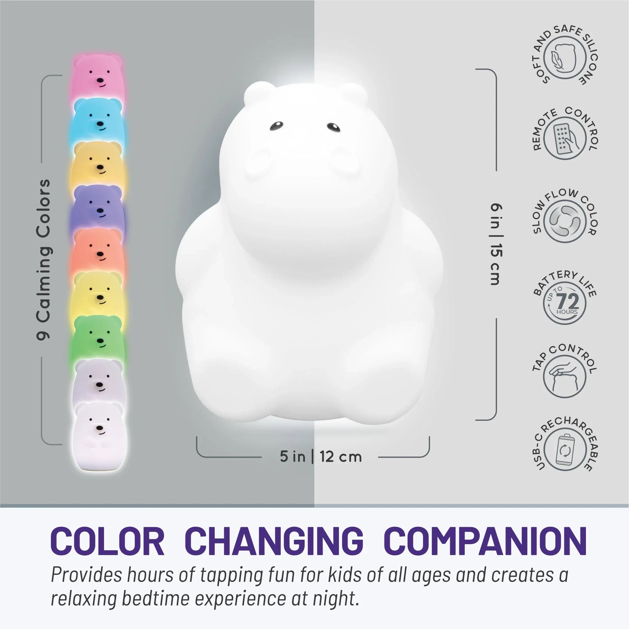 LumiPets® Honey the Hippo- Children's Touch Night Light - BIG FRENCHIES