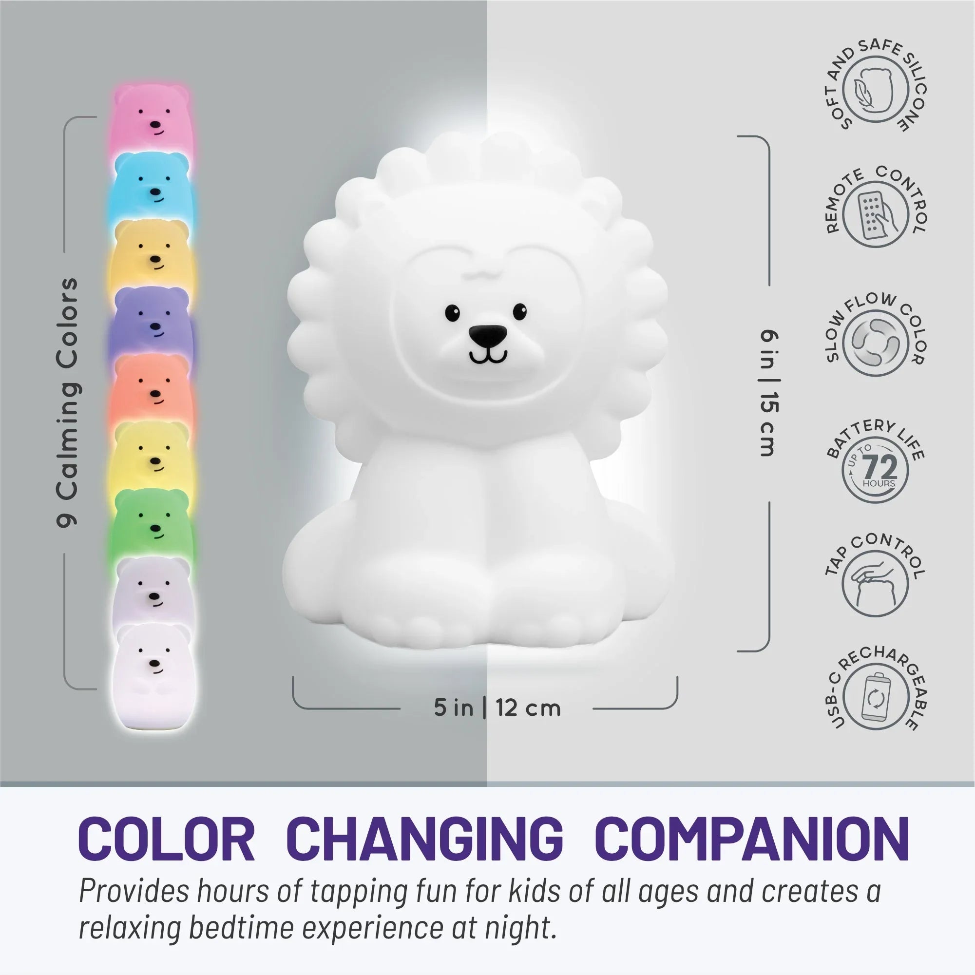 LumiPets® Luther the Lion- Children's Touch Night Light - BIG FRENCHIES