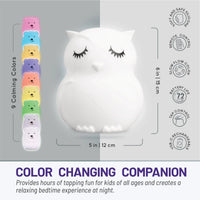 LumiPets® Opal the Owl- Children's Touch Night Light - BIG FRENCHIES
