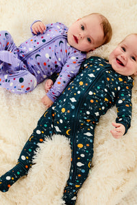 Soft & Stretchy Zipper Footie - Luna Lavender