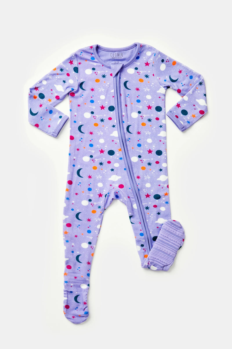 Soft & Stretchy Zipper Footie - Luna Lavender - BIG FRENCHIES