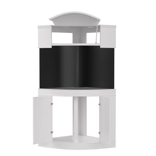155g Corner 1/4 Cylinder Glass Reef-Ready Aquarium Set in Walnut