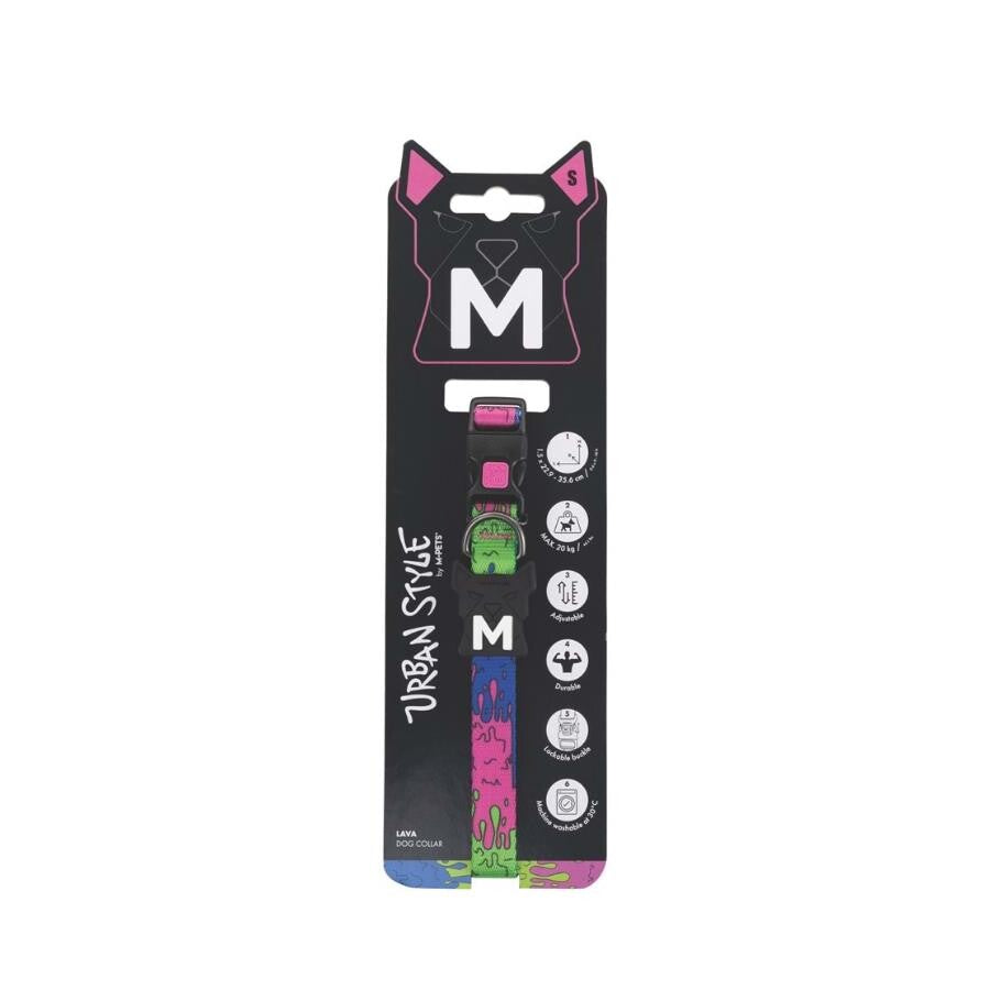 M-Pets Urban Style Lava Dog Collar Adjustable Small 1.5x35.6cm
