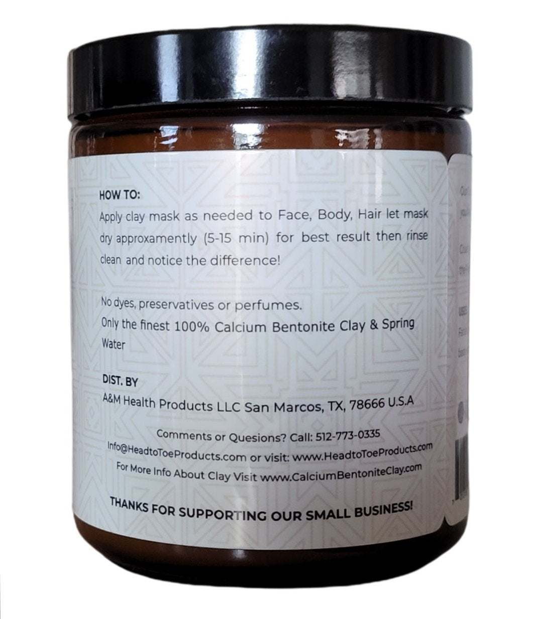 Calcium Bentonite Clay Face Mask - Ready-to-Use, Pure Spring Water
