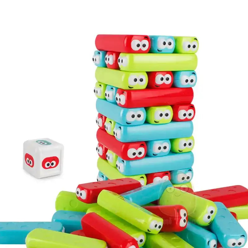 MEACAOFG-Kids Stack Building Blocks Cartoon Pulling Block Set Colorful Plastic Model Tower Game Early Educational Toys For Children Gift Boardgames braintoys