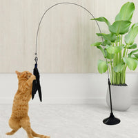 Interactive Cat Teaser Stick with Natural Feathers & Suction Cup - BIG FRENCHIES