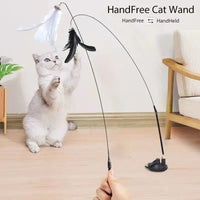 Interactive Cat Teaser Stick with Natural Feathers & Suction Cup - BIG FRENCHIES