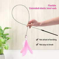 Interactive Cat Teaser Stick with Natural Feathers & Suction Cup - BIG FRENCHIES