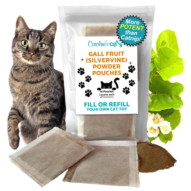 Caroline's Cats Silvervine Powder Packets for Cat Toys - Gall Fruit Refill Pouches More Potent Than Catnip Replacements for Flapping Bird, Flopping Fish, and More-Pet Toys-BIG FRENCHIES-Caroline's Cats