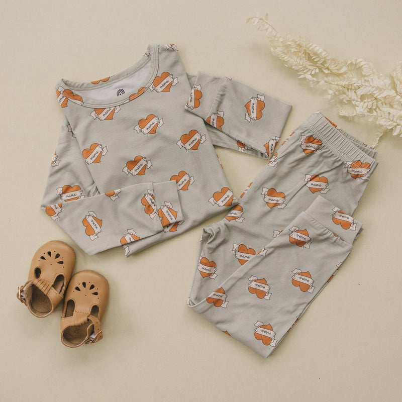 Mama Tattoo Hearts 2pc Bamboo Pajamas - BIG FRENCHIES