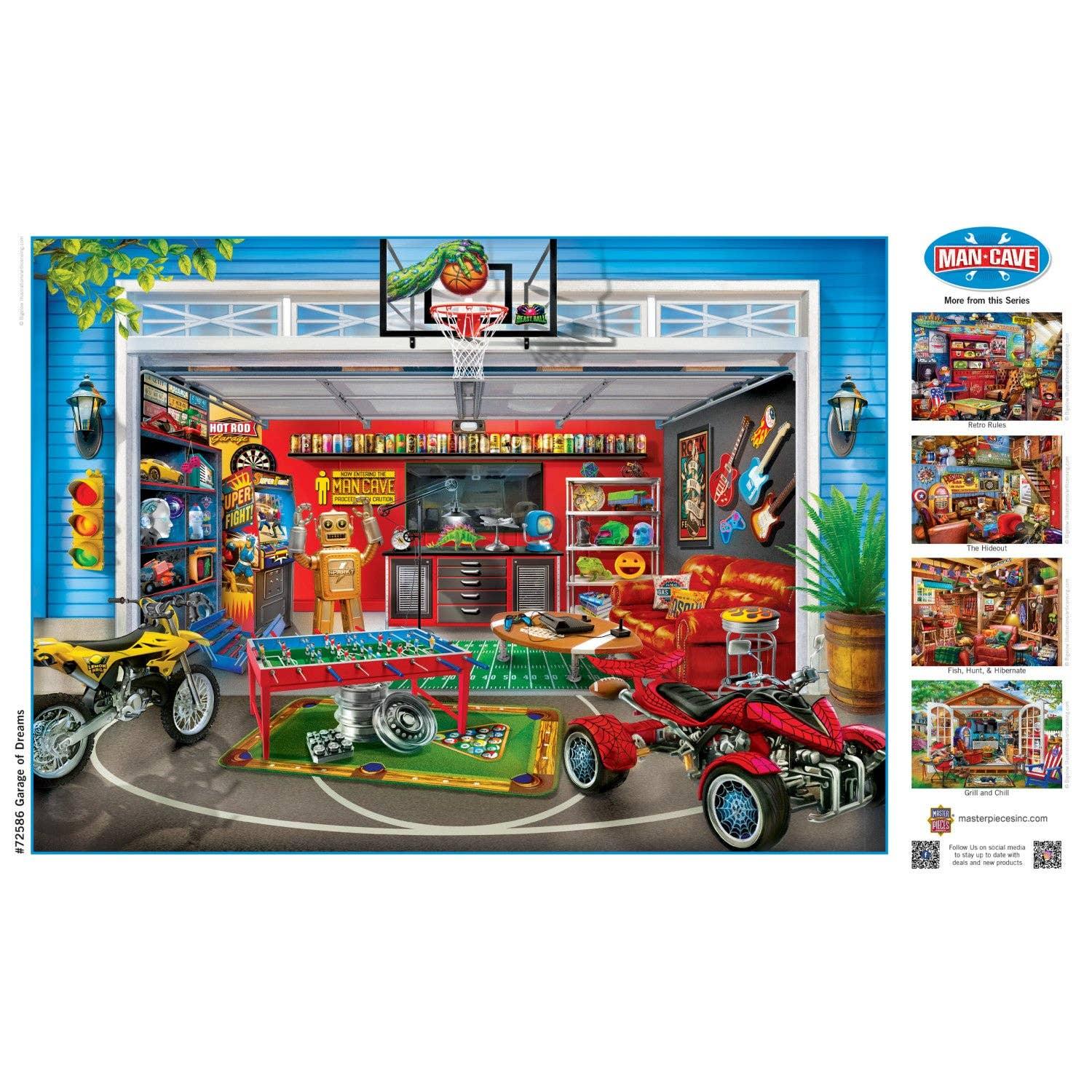 Man Cave Garage of Dreams 1000 Piece Jigsaw Puzzle | Masterpieces Puzzles - BIG FRENCHIES