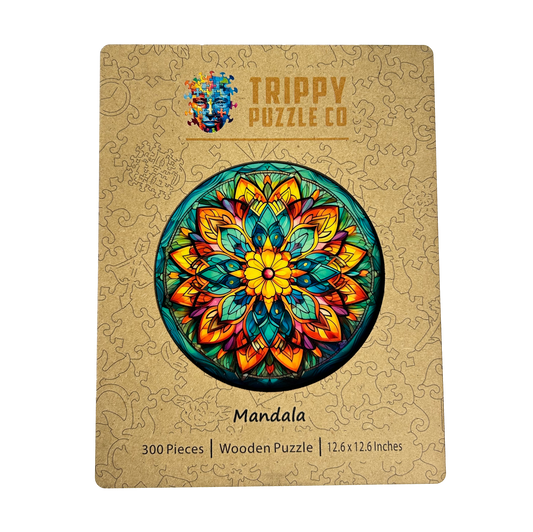Mandala Shaped 300 Piece Wooden Jigsaw Puzzle | Trippy Puzzle Co