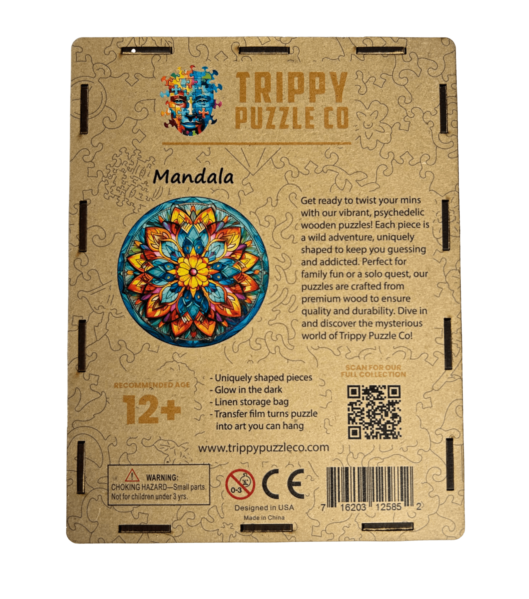 Mandala Shaped 300 Piece Wooden Jigsaw Puzzle | Trippy Puzzle Co