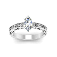 Marquise Cut Celtic Engraved Solitaire Engagement Ring