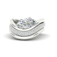 Dual Bands with Wave Solitaire Ring