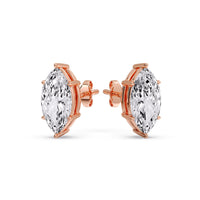6 Prong Marquise Diamonds Solitaire Stud Earring in Basket Setting