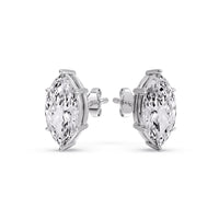 6 Prong Marquise Diamonds Solitaire Stud Earring in Basket Setting