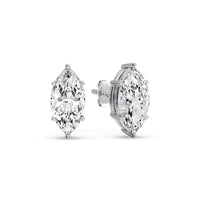 6 Prong Marquise Diamonds Solitaire Stud Earring in Basket Setting