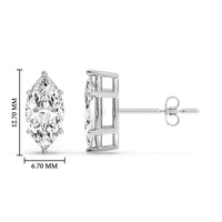 6 Prong Marquise Diamonds Solitaire Stud Earring in Basket Setting