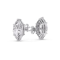 6 Prong Marquise Diamonds Solitaire Stud Earring in Basket Setting