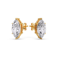 6 Prong Marquise Diamonds Solitaire Stud Earring in Basket Setting