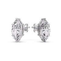 6 Prong Marquise Diamonds Solitaire Stud Earring in Basket Setting