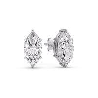 6 Prong Marquise Diamonds Solitaire Stud Earring in Basket Setting