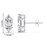 6 Prong Marquise Diamonds Solitaire Stud Earring in Basket Setting