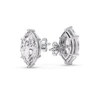 6 Prong Marquise Diamonds Solitaire Stud Earring in Basket Setting