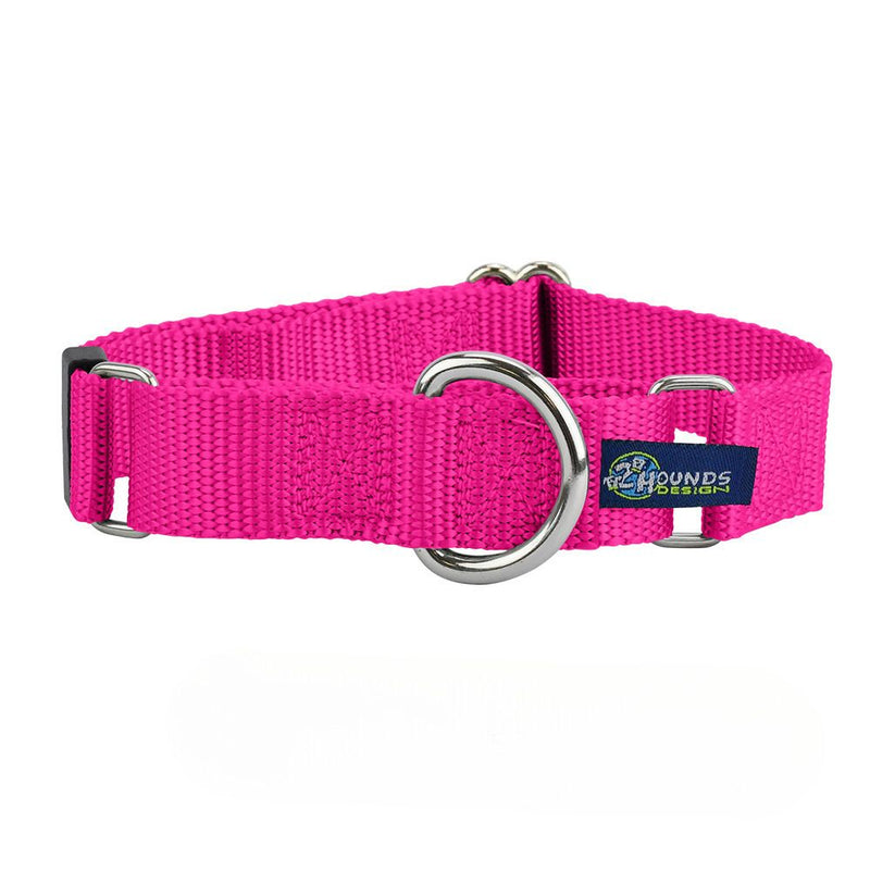 5/8″ and 1″ Hot Pink Nylon Martingale Dog Collar-Pet Collars & Leashes-BIG FRENCHIES-2 Hounds Design