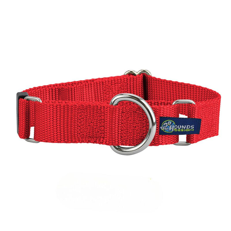 5/8″ and 1″ Red Nylon Martingale Dog Collar-Pet Collars & Leashes-BIG FRENCHIES-2 Hounds Design